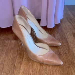 Camel leather Jessica Simpson heels